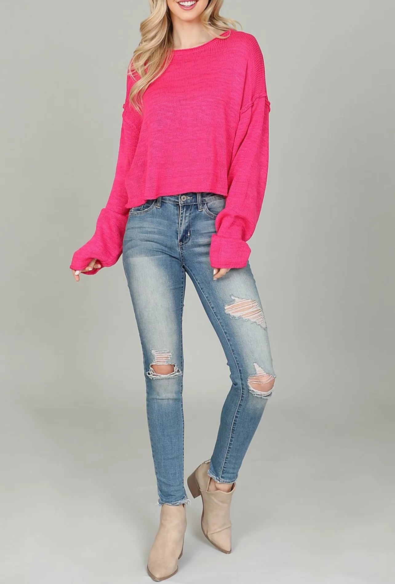 Love Me Sweater in Fuchsia