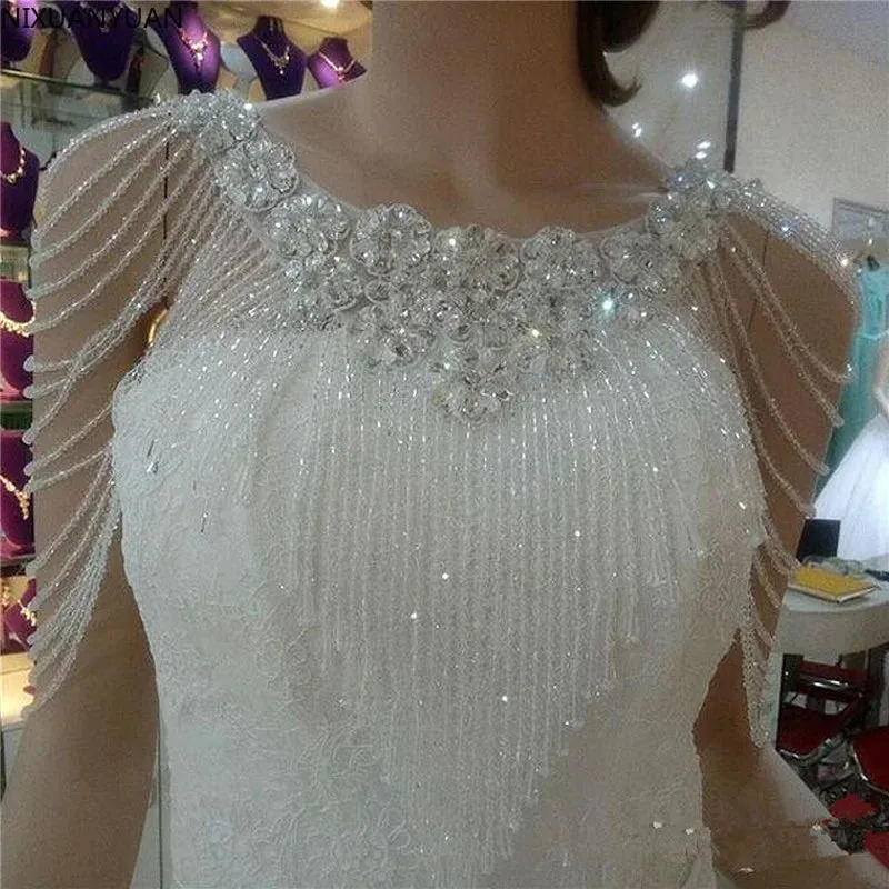 Luxurious Crystal Rhinestone Bling Bridal Wrap White Wedding Shawl Bolero Wrap