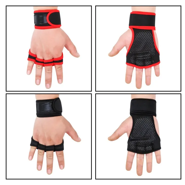 M Weightlifting Dumbbell Horizontal Bar Anti-cocoon Anti-slip Wrist Fitness Four-finger Gloves(Red)