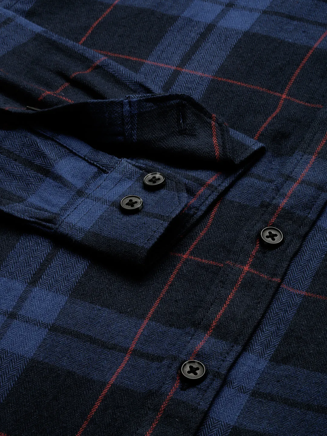 Men Navy Checked Casual Shirt