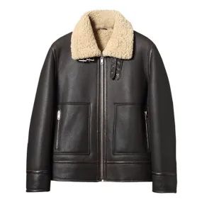 Mens Best Winter Old School Shearling Aviator Leather Jacket