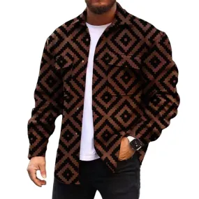 Men's Corduroy Print Long Sleeve Jacket 26179010L