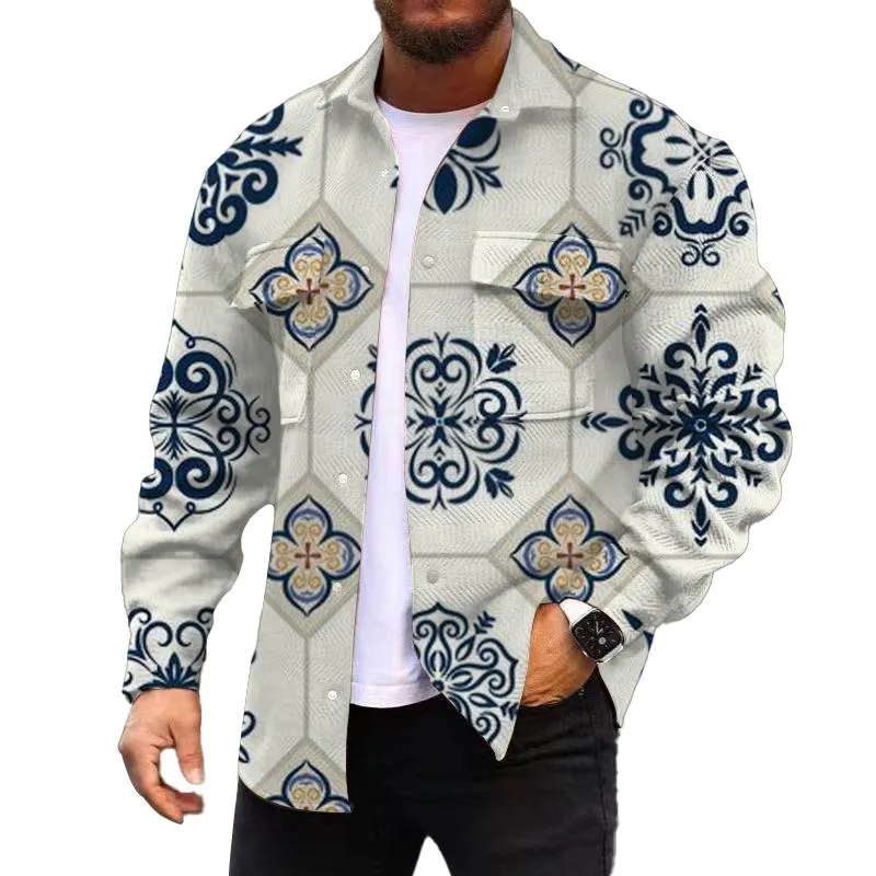 Men's Corduroy Print Long Sleeve Jacket 54387131L