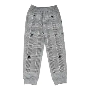 Men's Houndstooth Skull Joggers Grey Size S