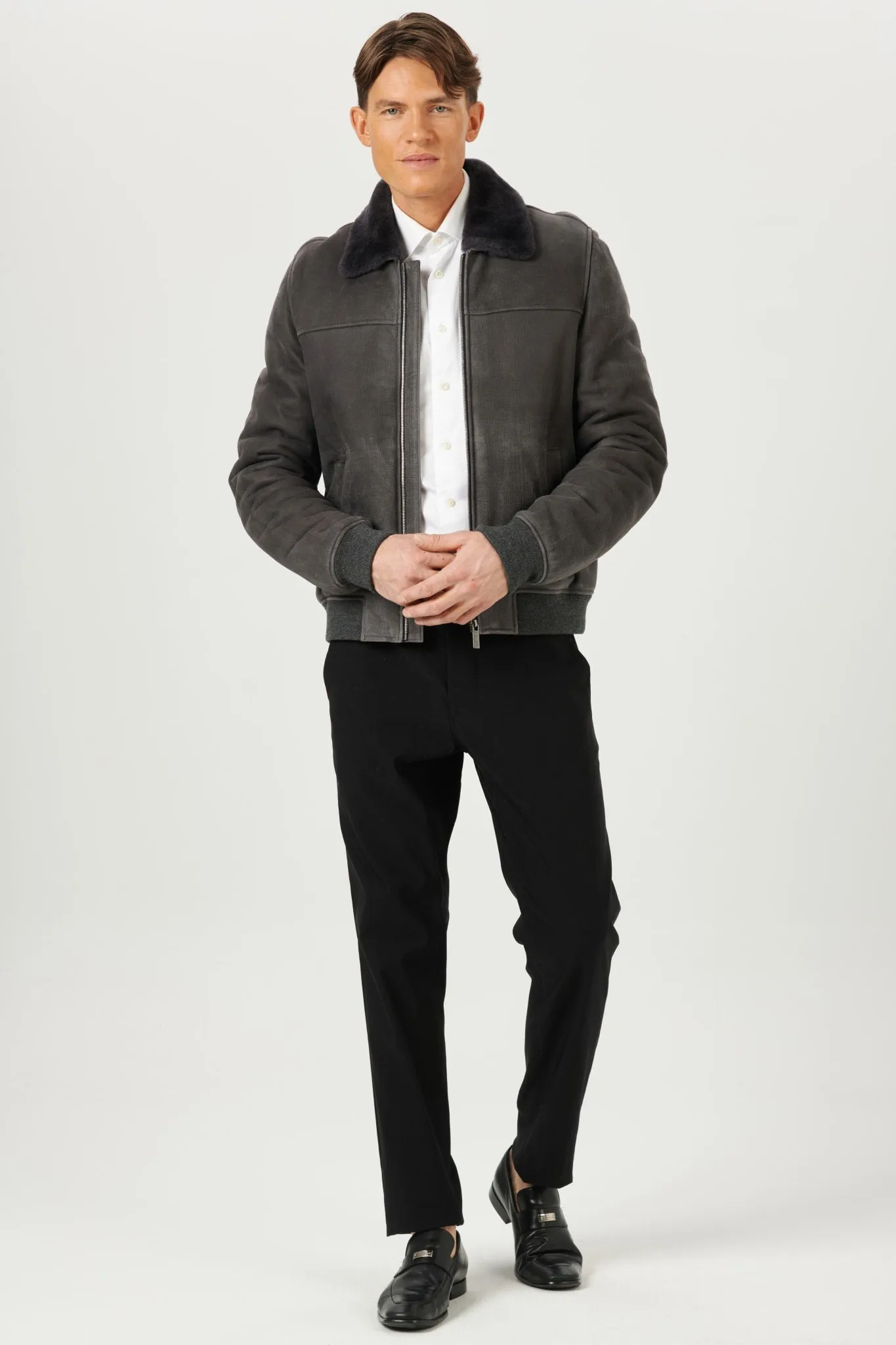 Men's Merino Shearling Lamb Bomber Jacket