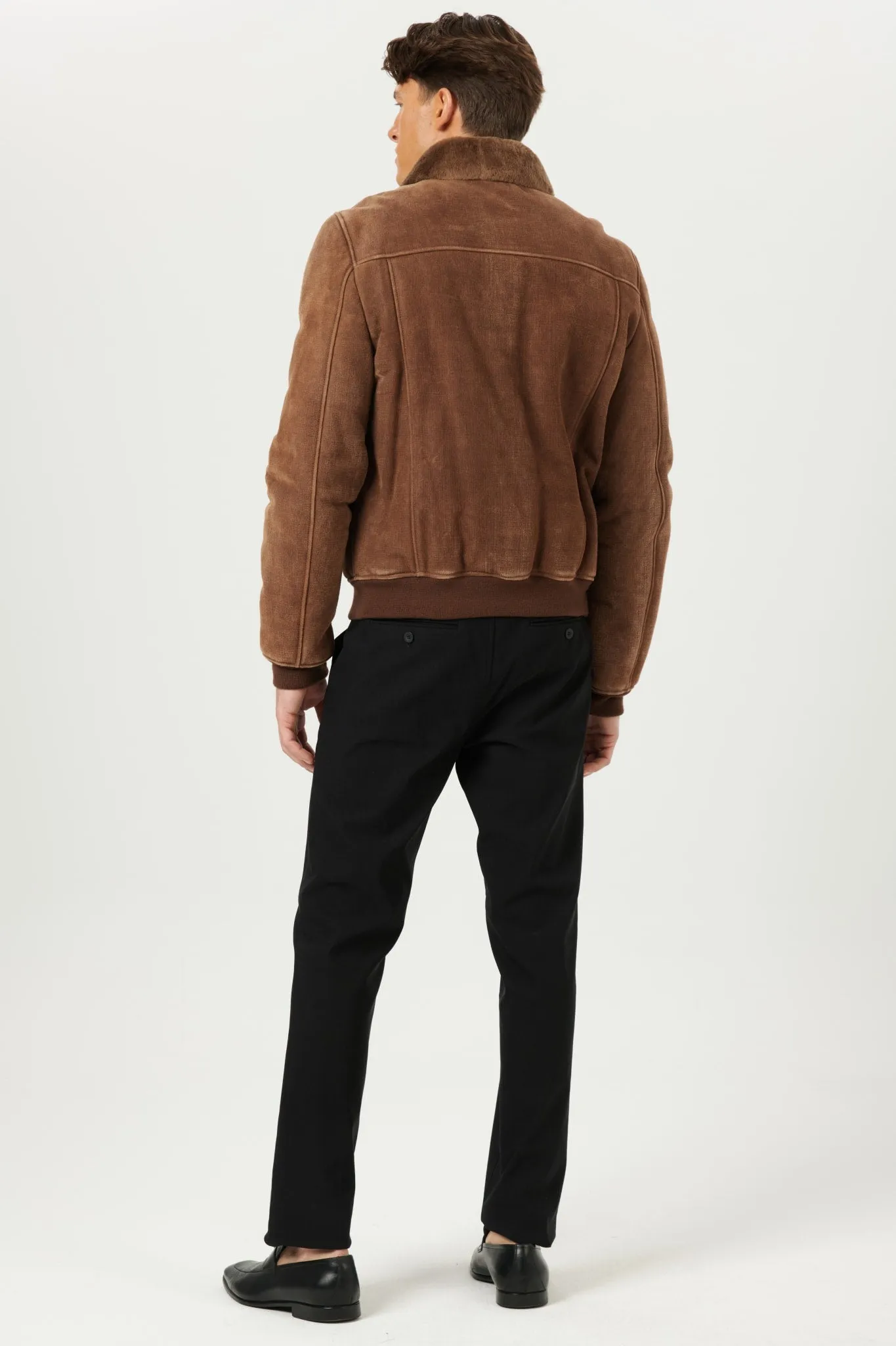 Men's Merino Shearling Lamb Bomber Jacket