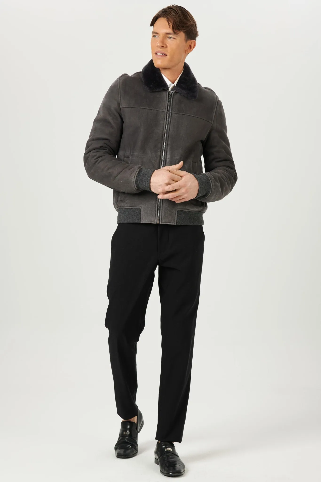 Men's Merino Shearling Lamb Bomber Jacket