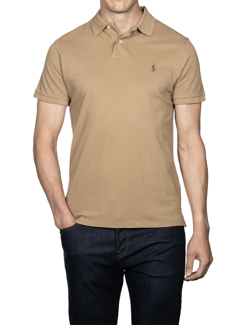 Mesh Polo Shirt Tan