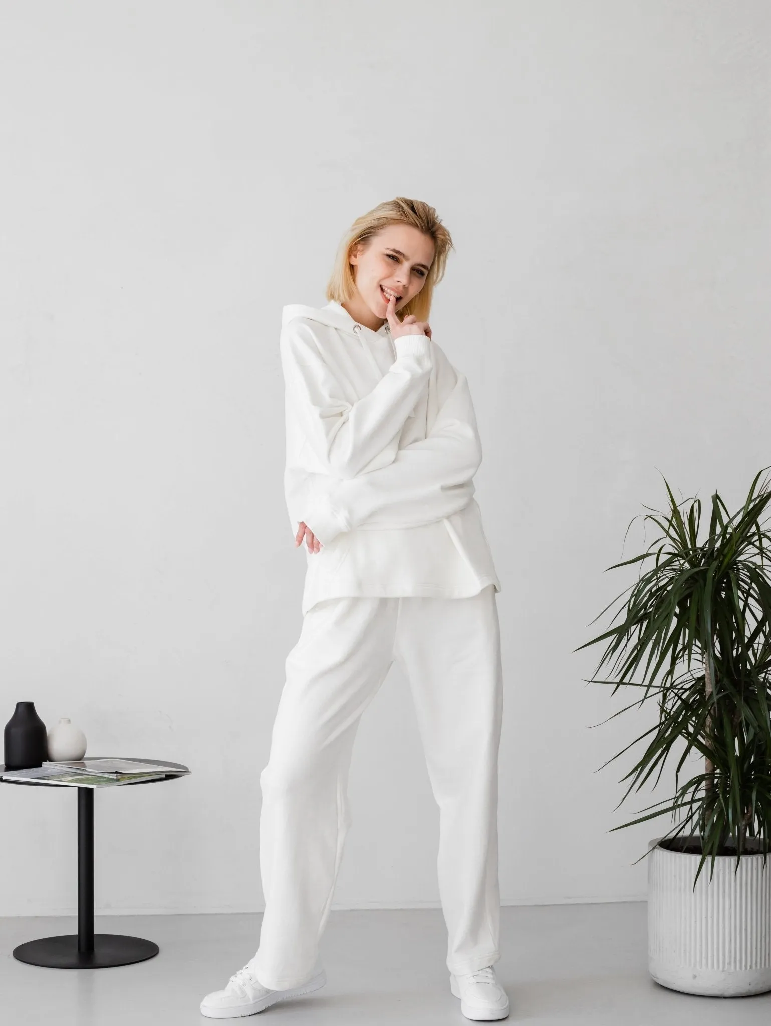 Milky White Oversized Hoodie - Soft Elegance & Comfort