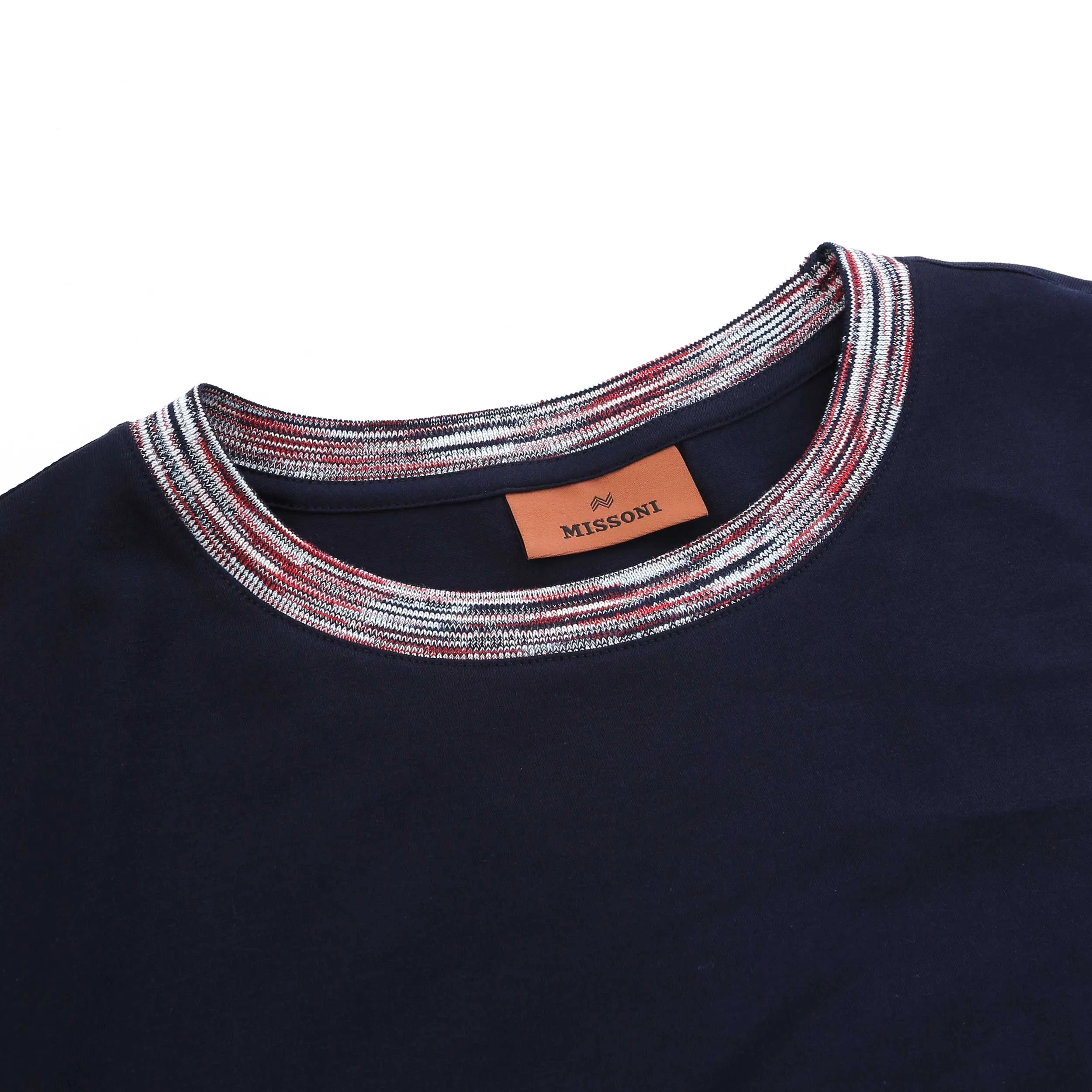 Missoni Stripe Contrasting Collar T-Shirt in Navy