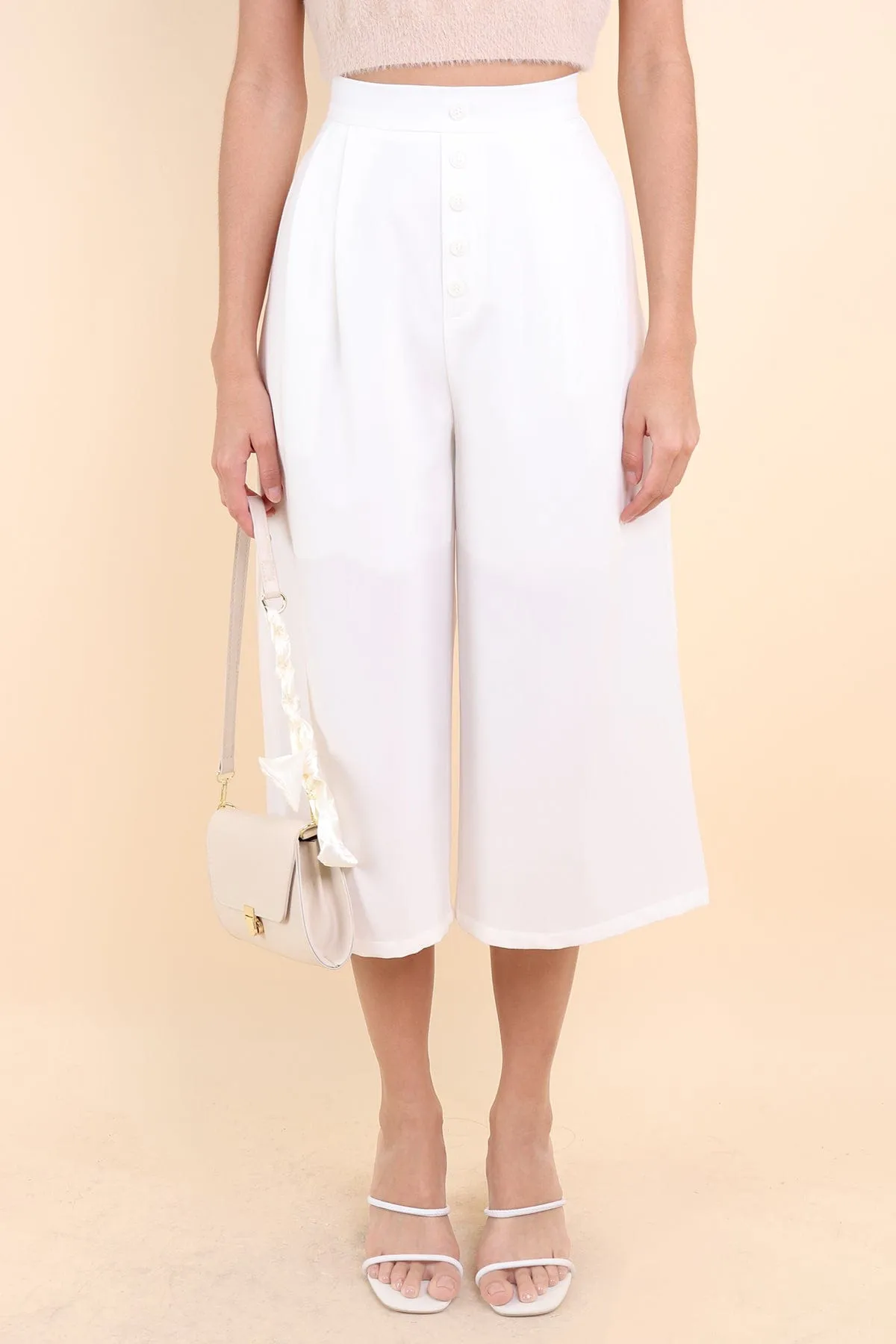 NELLIE BUTTON UP CULOTTES IN WHITE