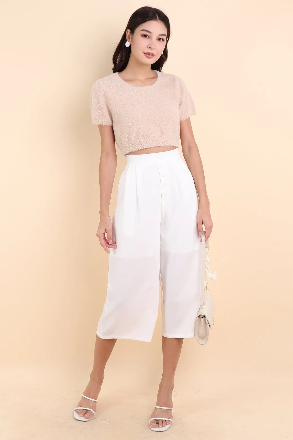 NELLIE BUTTON UP CULOTTES IN WHITE