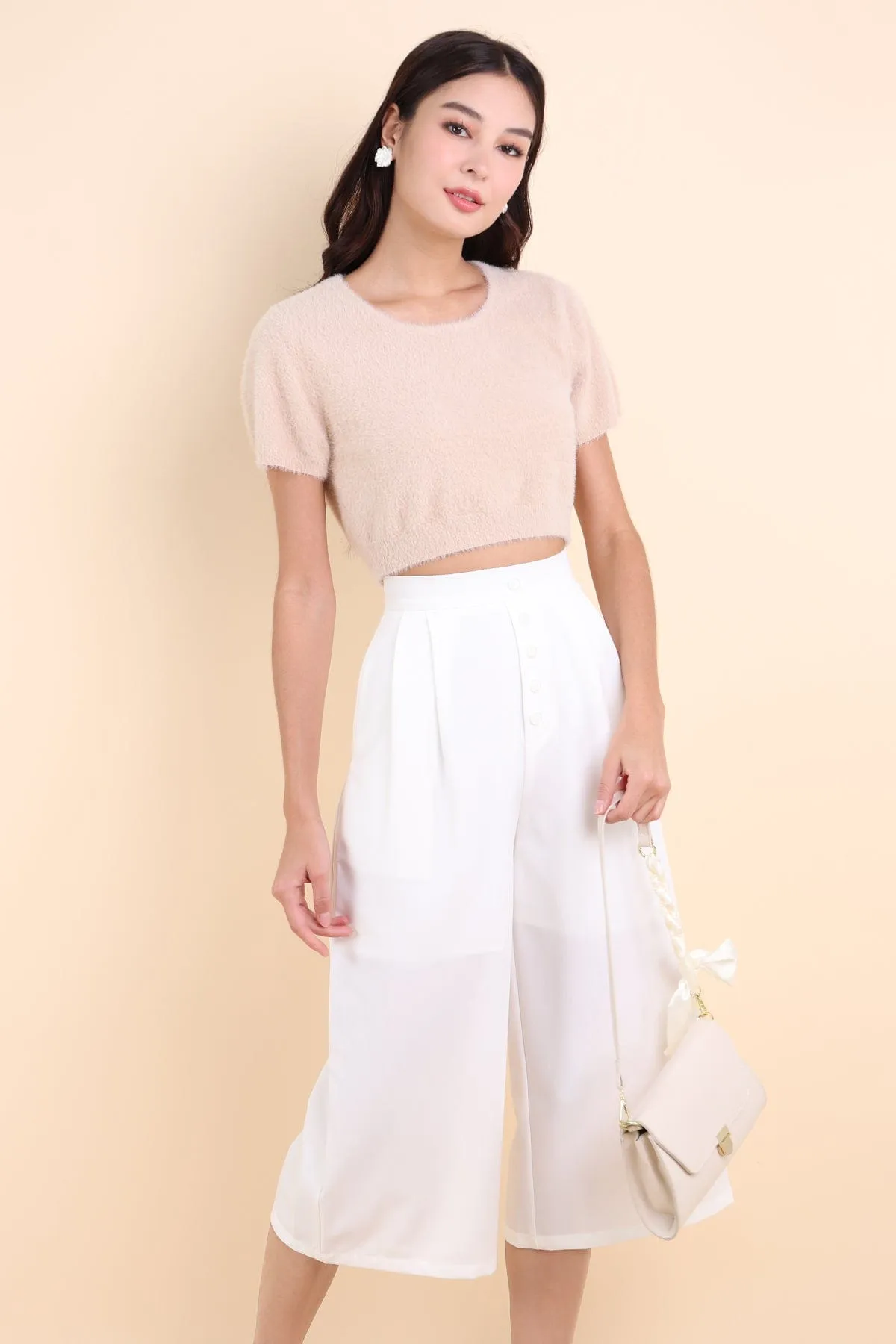 NELLIE BUTTON UP CULOTTES IN WHITE