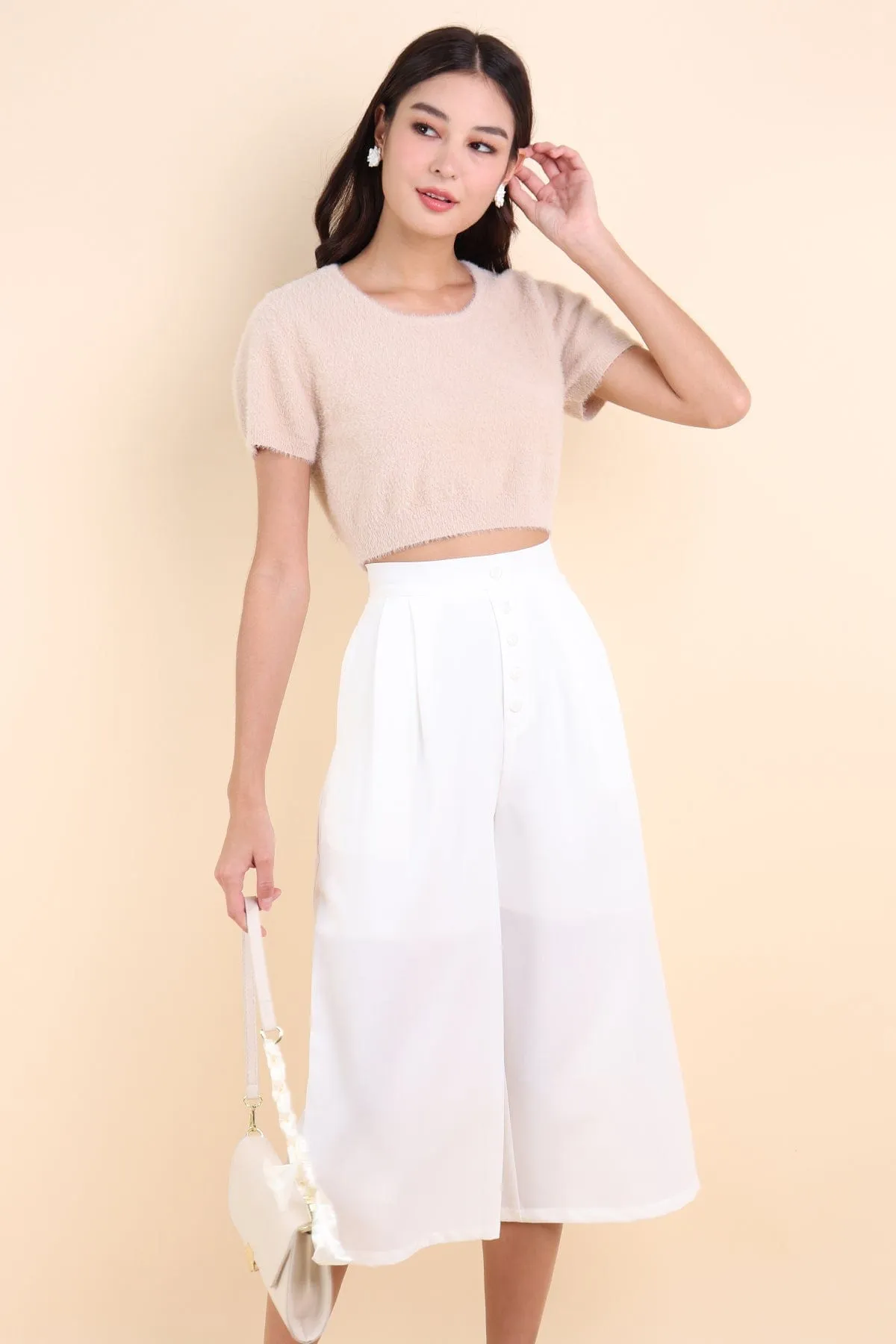 NELLIE BUTTON UP CULOTTES IN WHITE