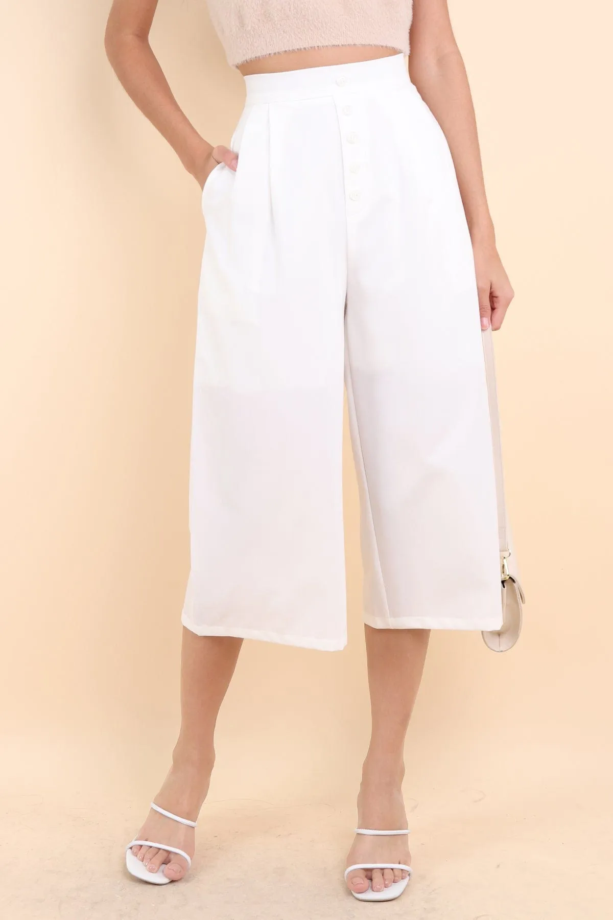 NELLIE BUTTON UP CULOTTES IN WHITE