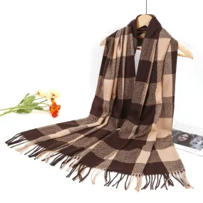 New Women Winter Warm Check Design Cotton/Viscose Scarf