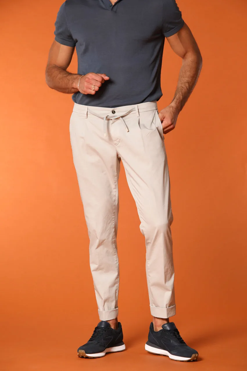 New York 1 Pinces City String pantalone chino uomo in twill di cotone pima leggero regular fit