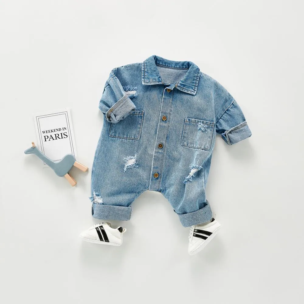 Newborn Baby Denim Ripped Romper Buy Baby Clothes Wholesale