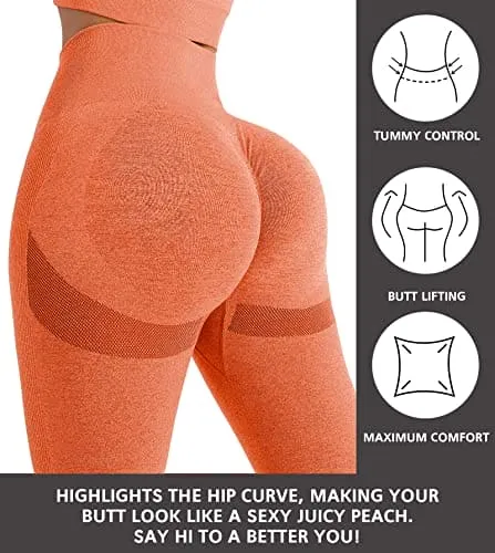 NORMOV Butt Lifting Workout Leggings for Women, Seamless High Waist Gym Yoga Pants Orange