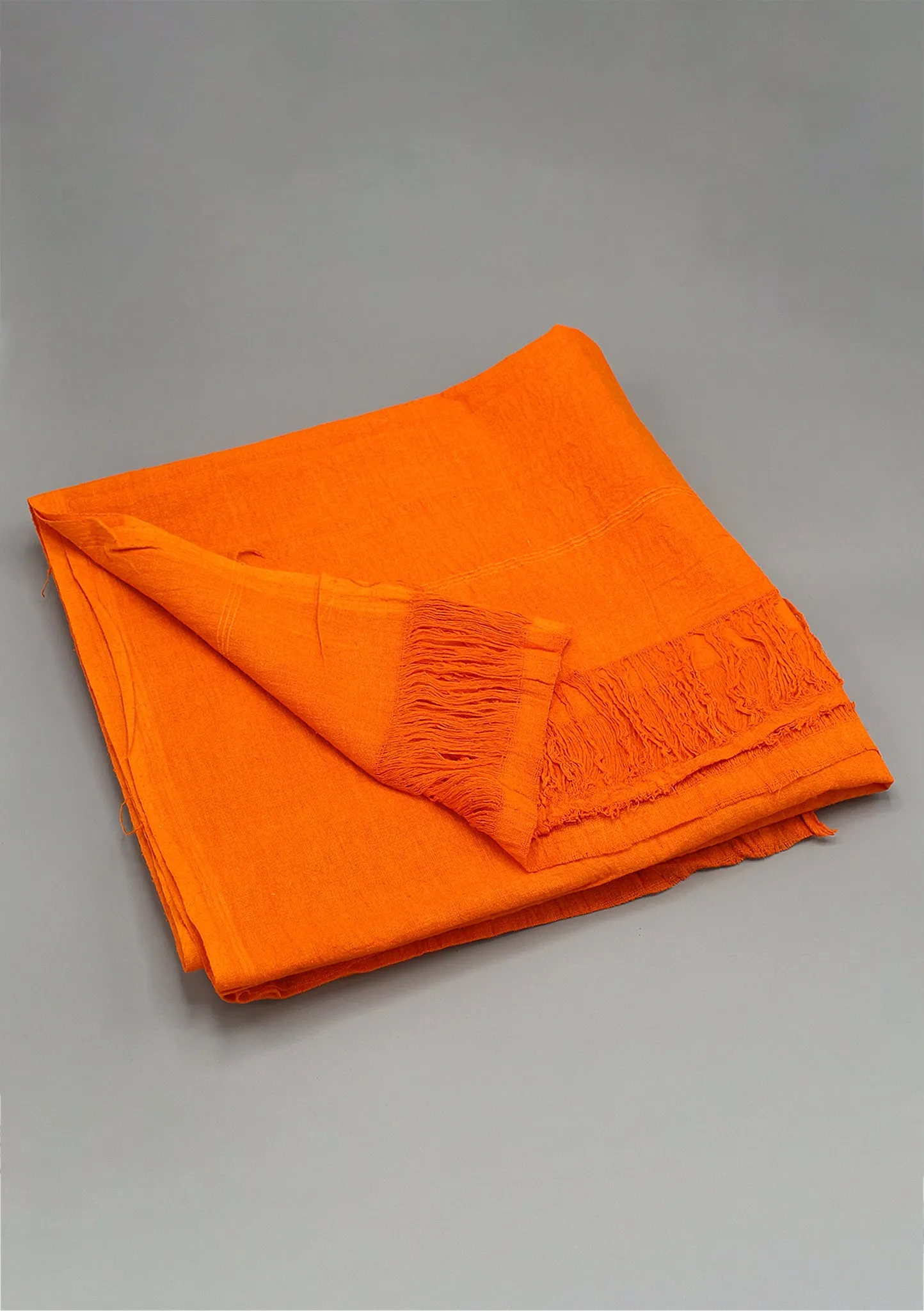 Orange Raw Silk Tibetan Large Meditation Shawl