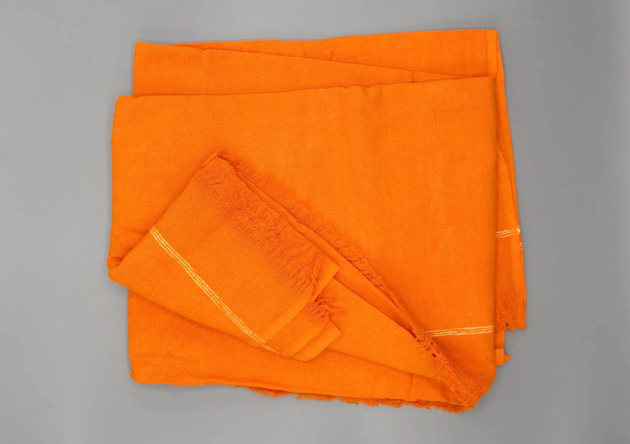 Orange Raw Silk Tibetan Large Meditation Shawl