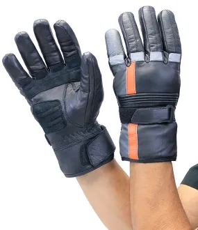 Orange Stripe Reflector Leather Gloves #G8413ROK