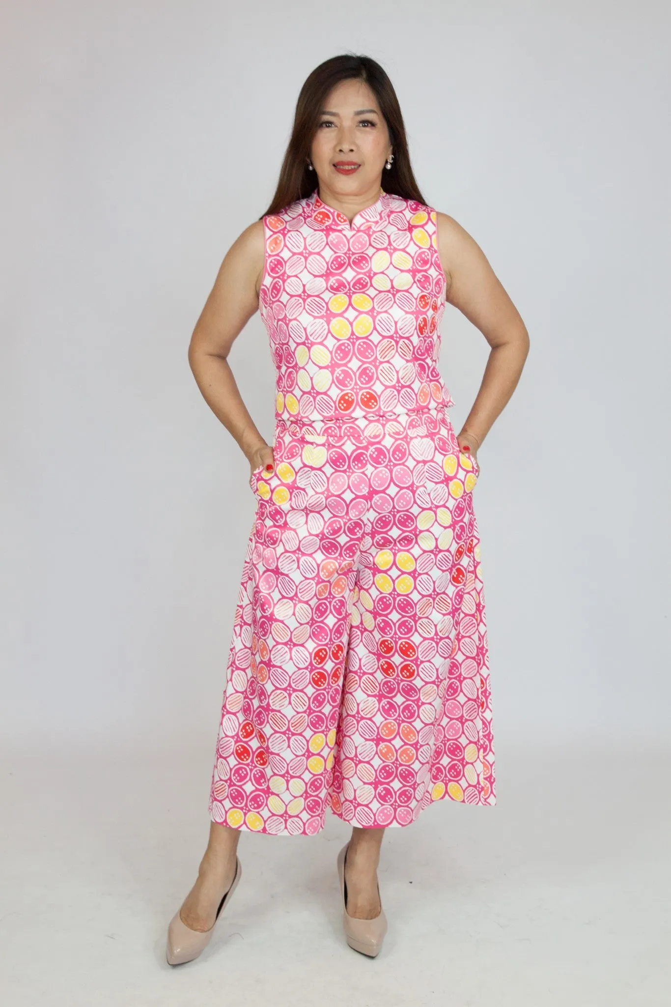 Patterned Cheongsam Culottes Set