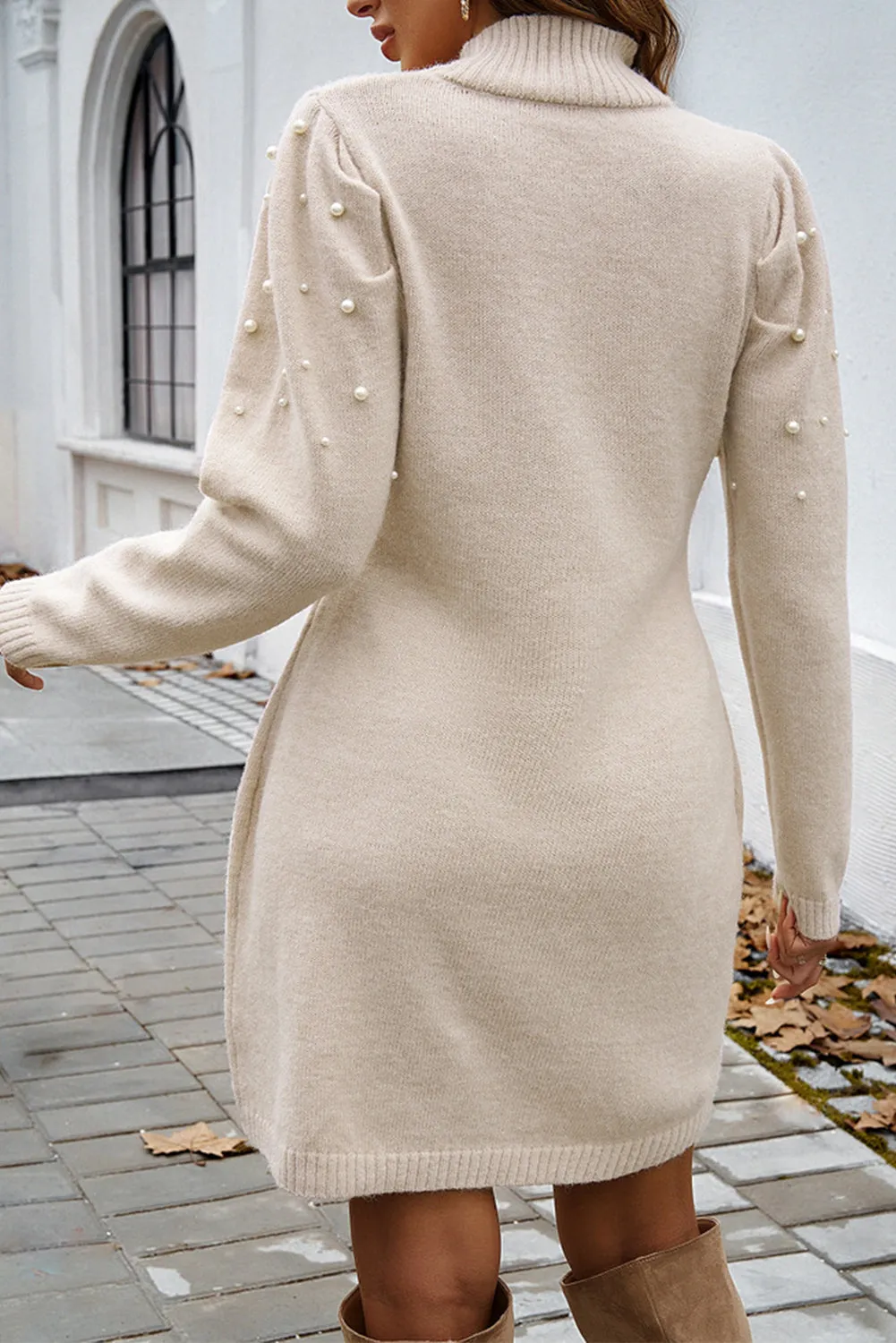 Pearl Beaded Sweater Dress