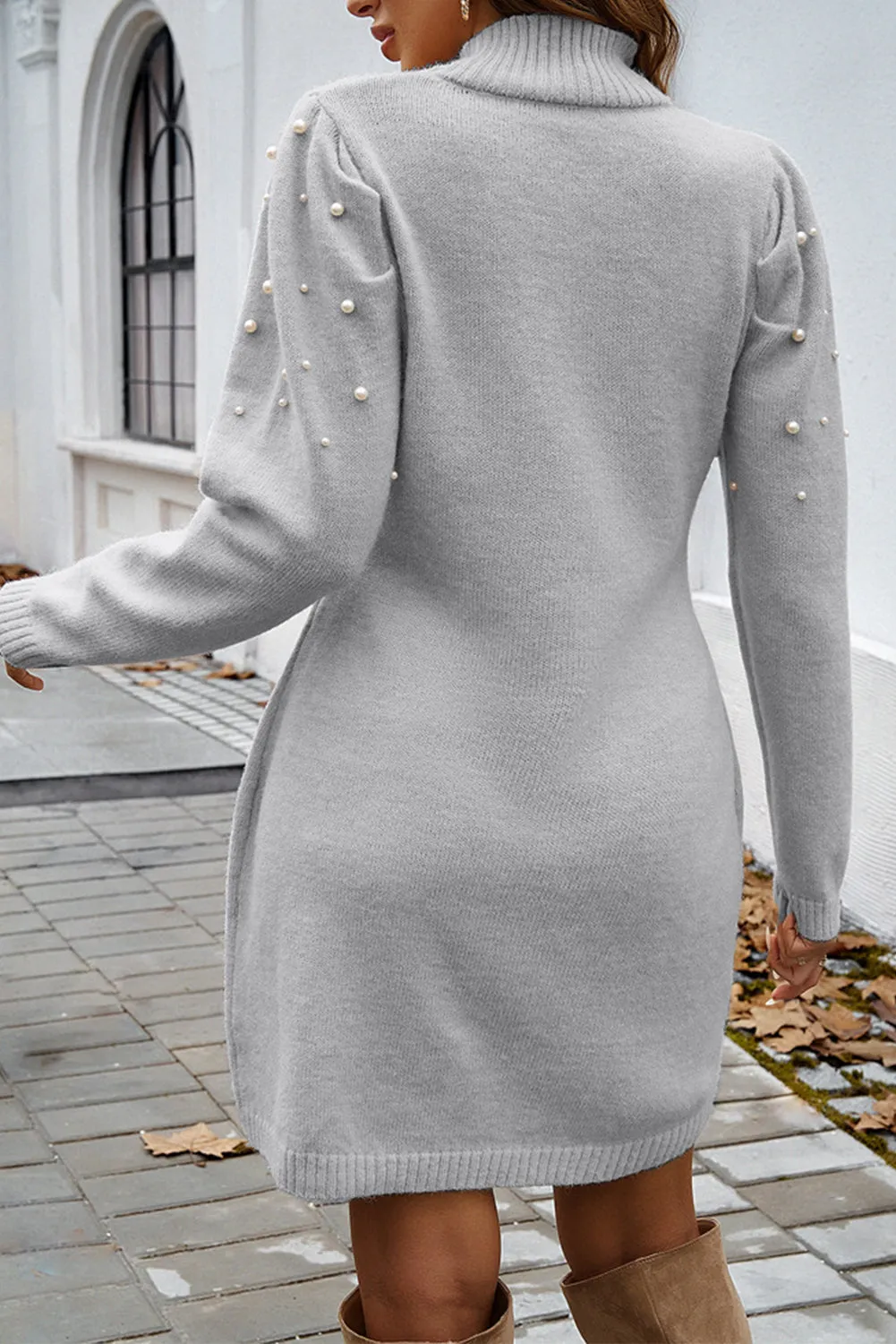 Pearl Beaded Sweater Dress