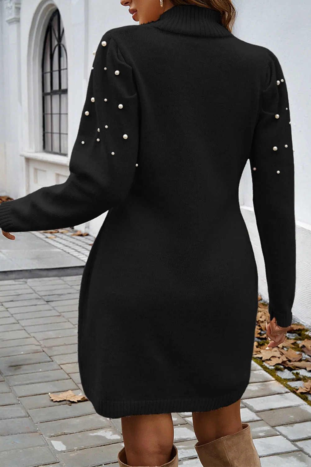 Pearl Beaded Sweater Dress