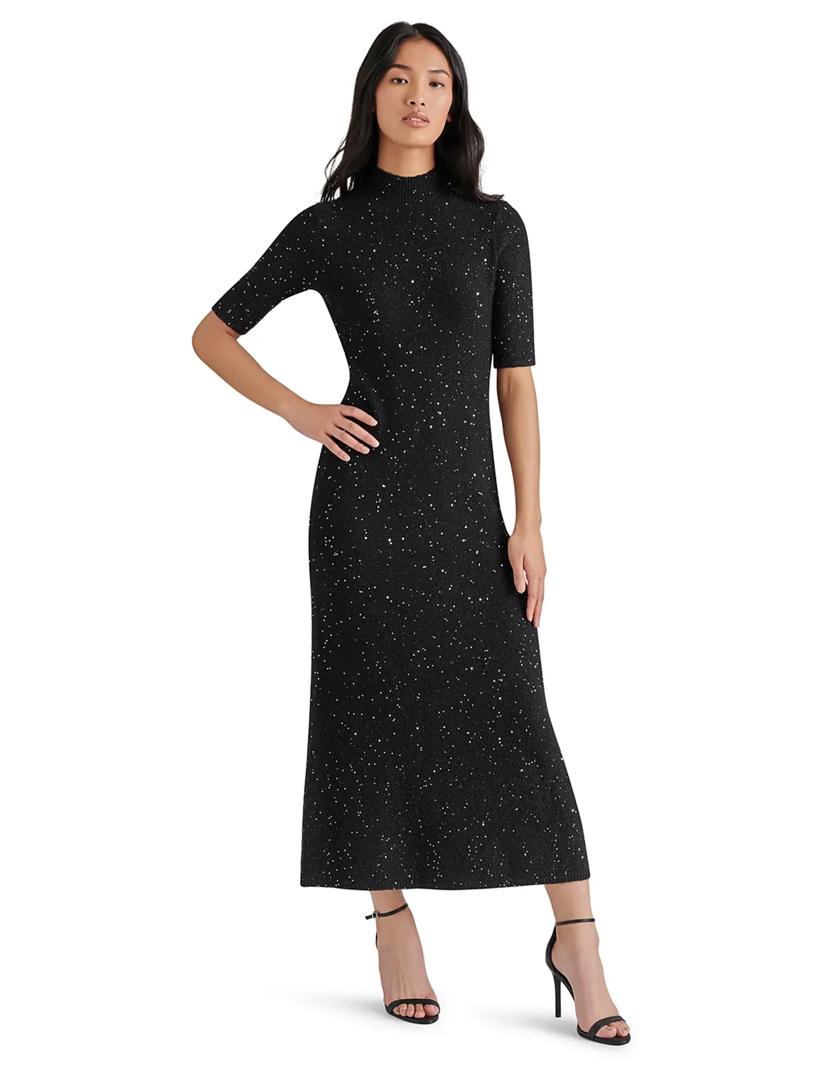 Pernille Sparkly Midi Dress, Black