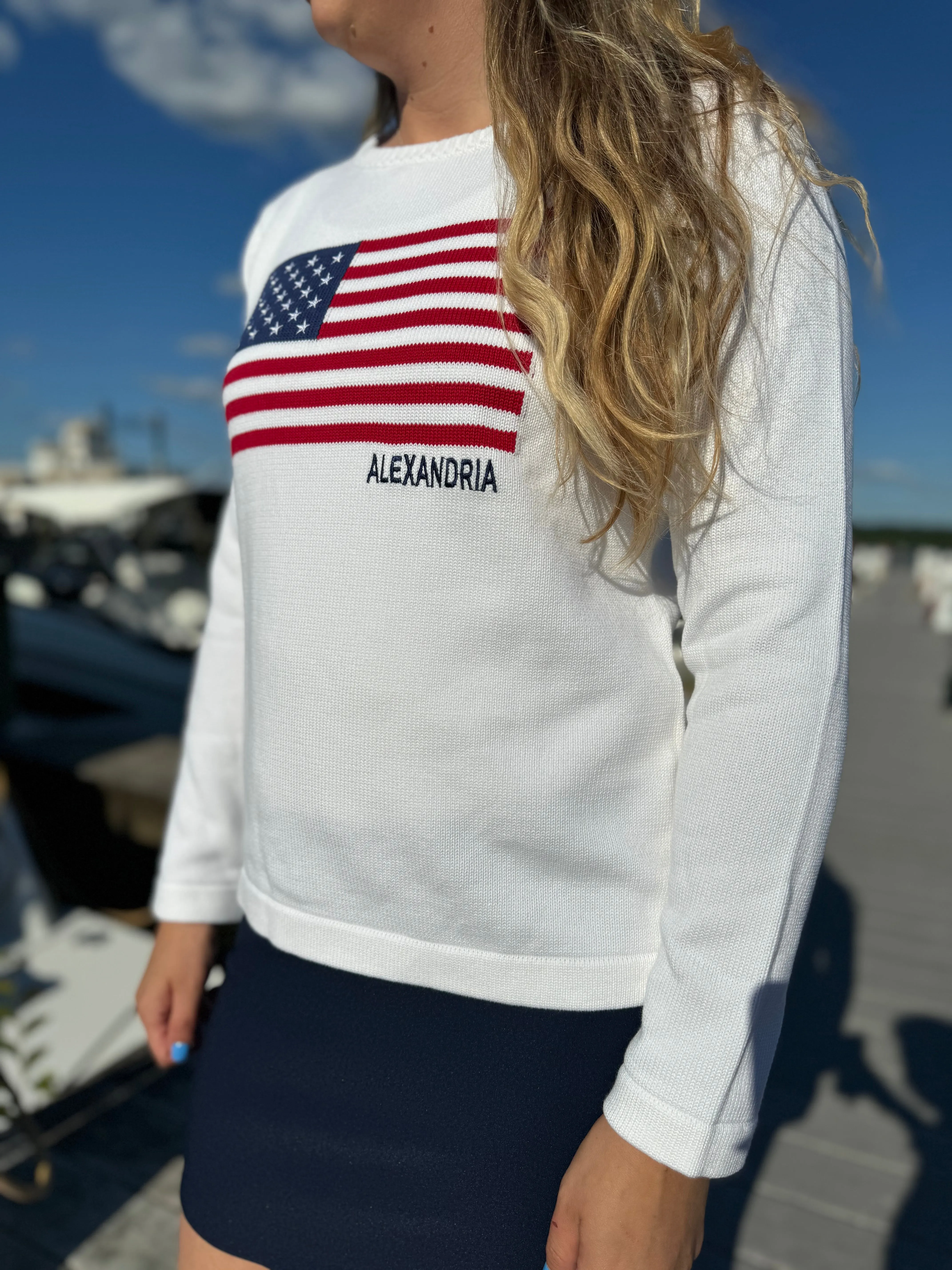 Pink Pineapple Alexandria USA Sweater - White