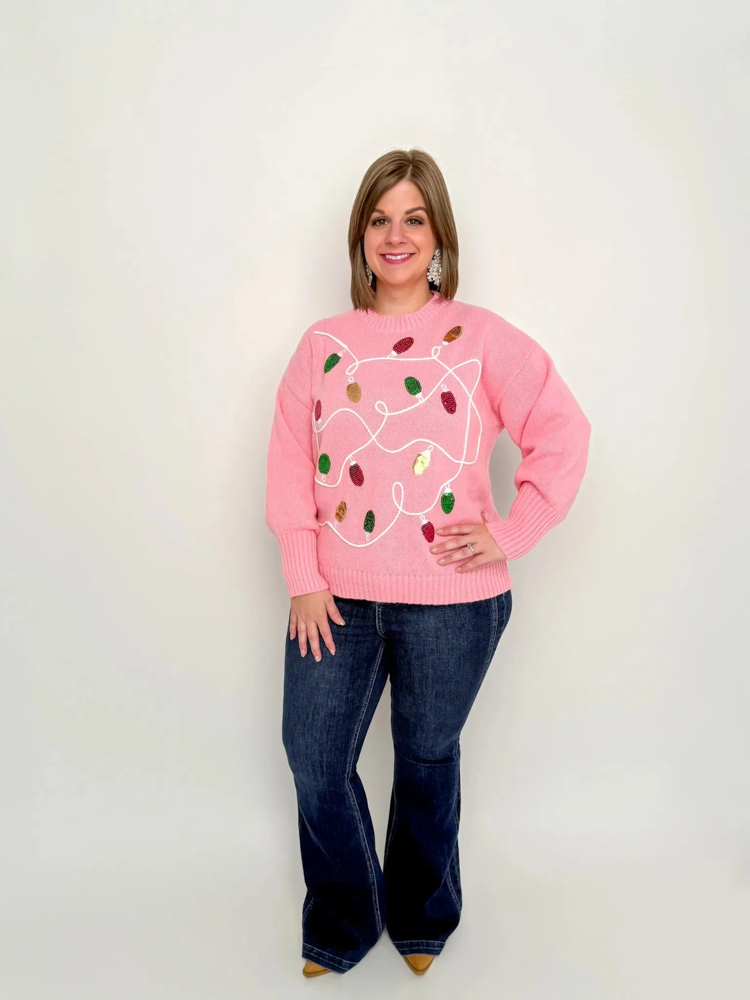 Pink Sequin Lights Sweater