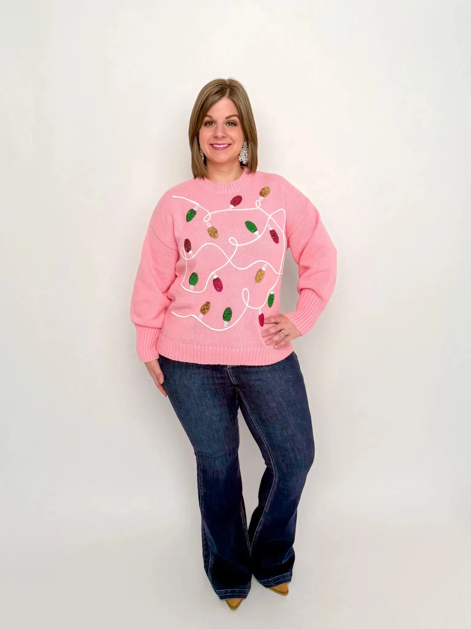 Pink Sequin Lights Sweater