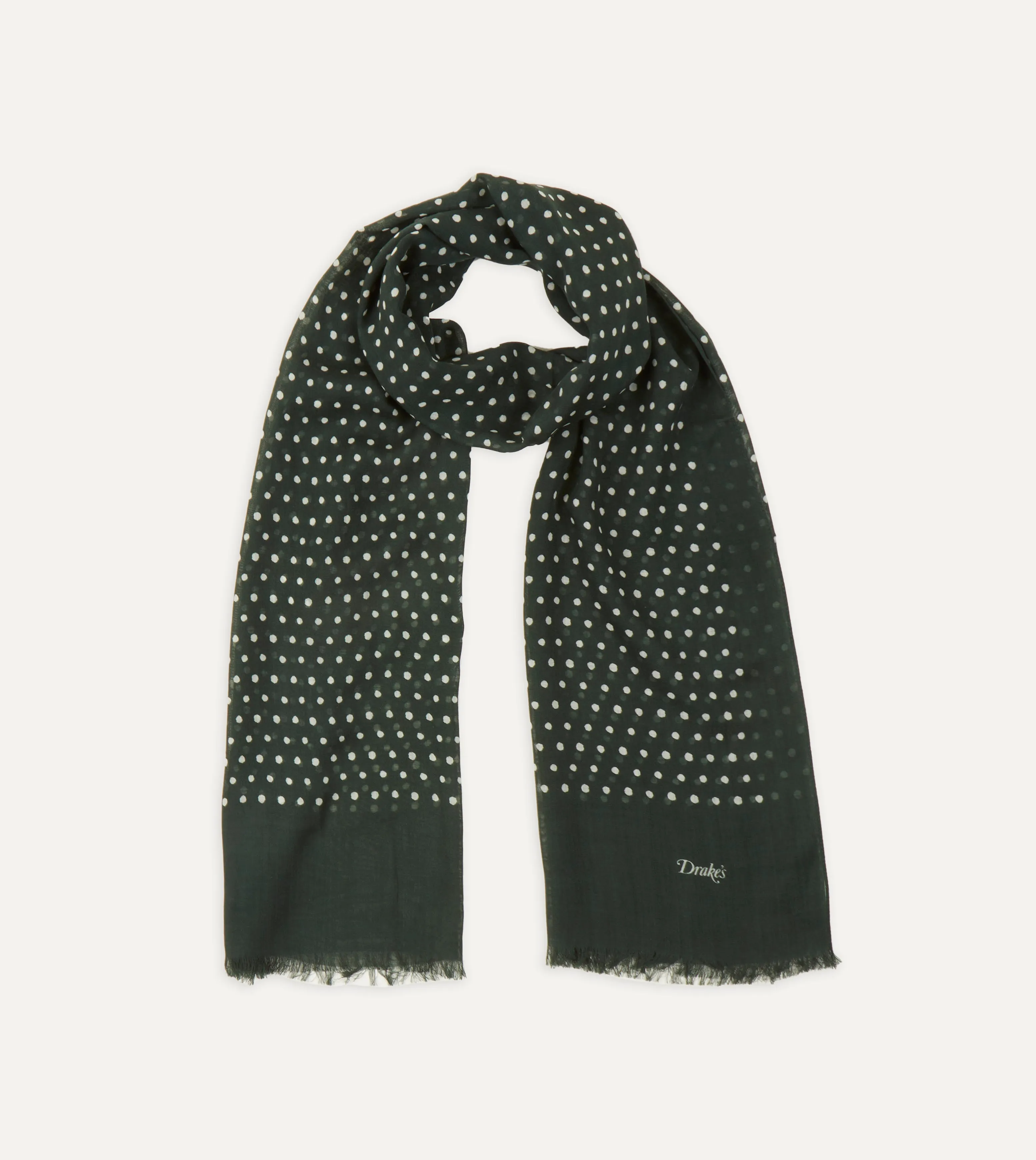 Polka Dot Wool Scarf; Green