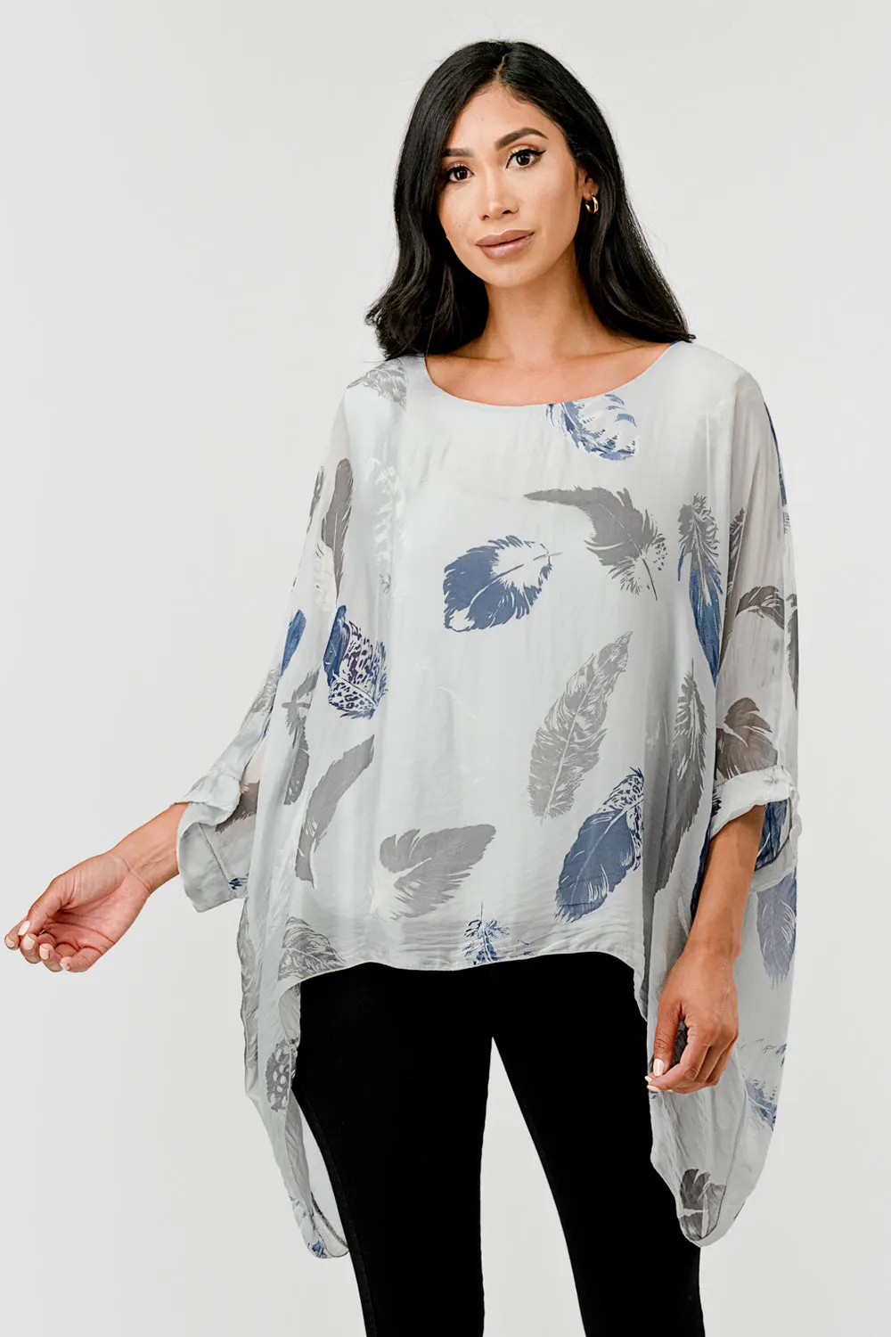 Raw Moda Italian Silky Feathered Pattern Top