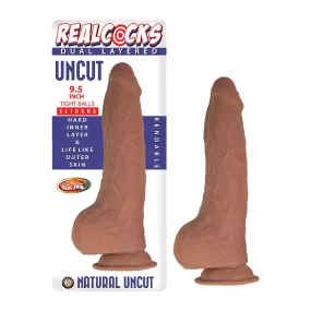 Realcocks Dual Layered Uncut Slider Tight Balls 9.5 in. Brown