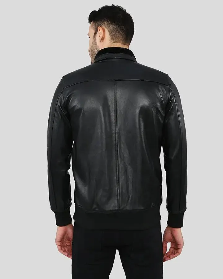 Reece Black Bomber Leather Jacket