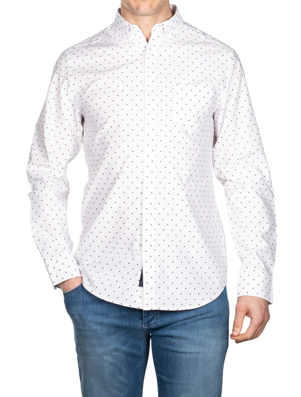 Regular Fit Coupe Dot Buttondown White