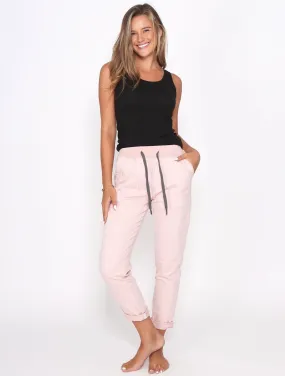 Riley Denim Joggers - Blush