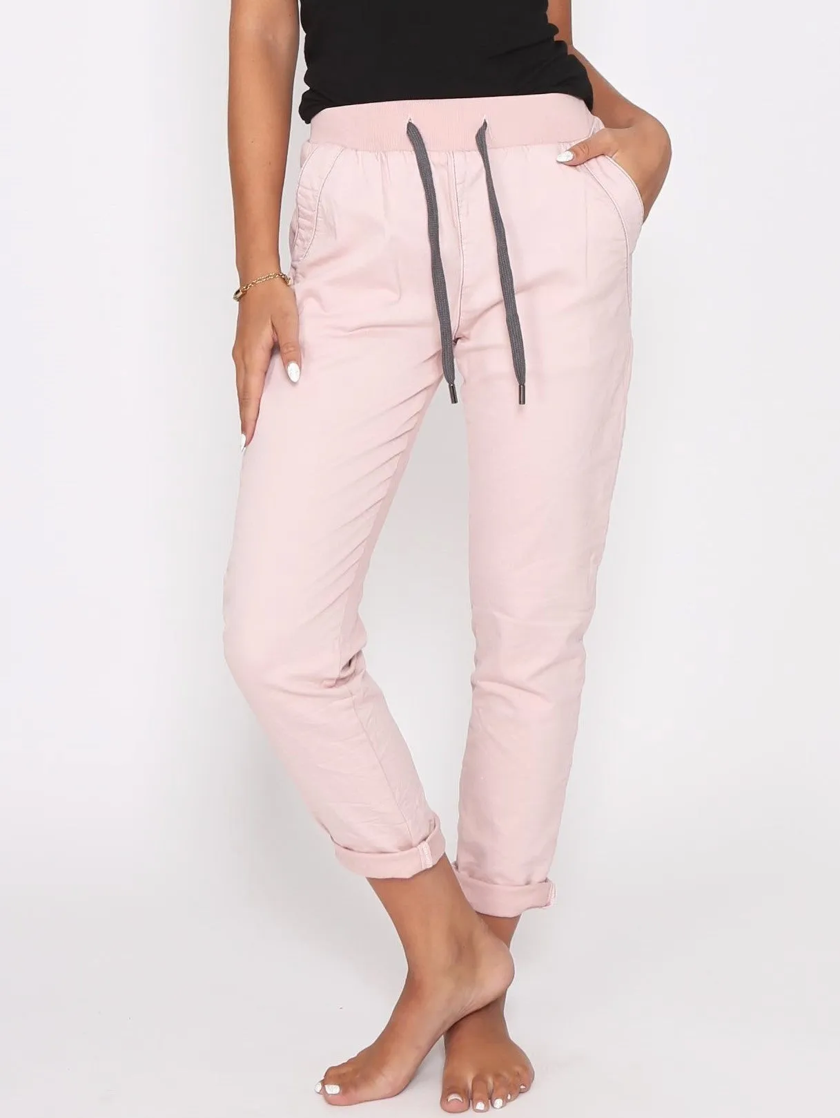 Riley Denim Joggers - Blush