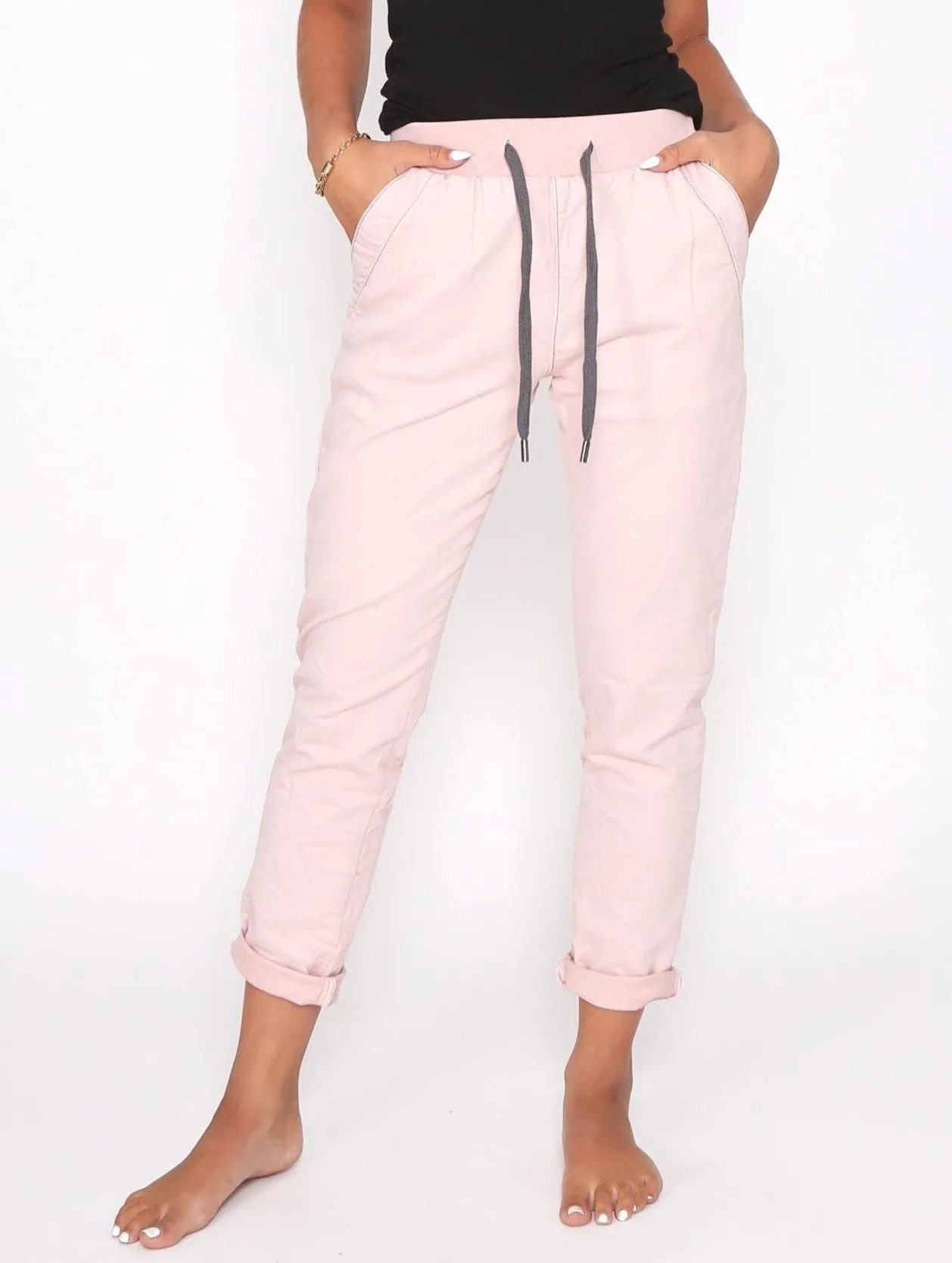 Riley Denim Joggers - Blush