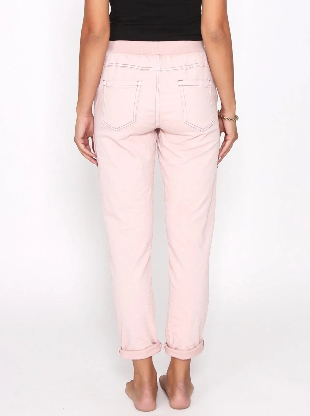 Riley Denim Joggers - Blush