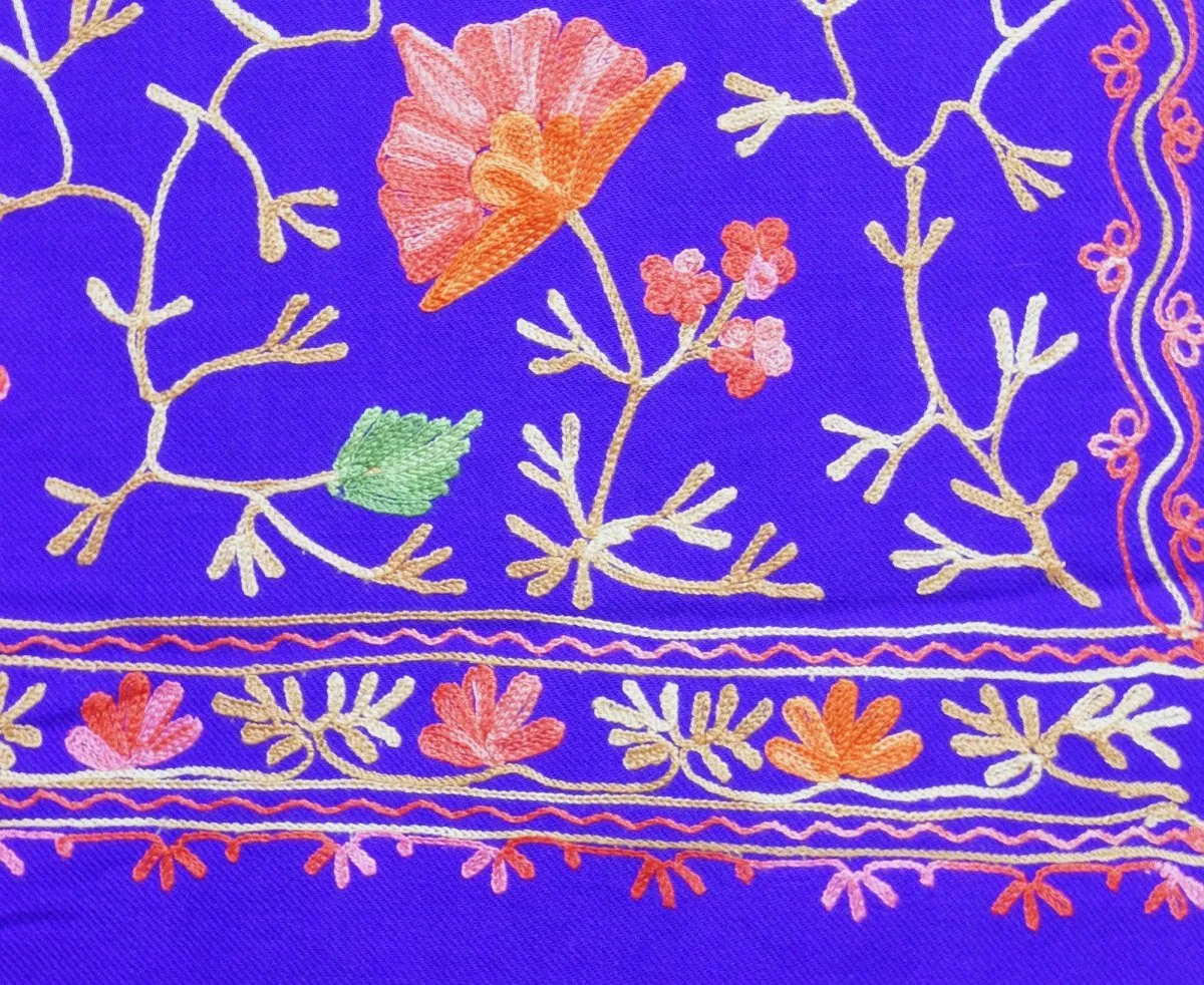 Scarf Embroidered Floral Shawl, Oversize Scarf for Women, Warm Wrap for Winter, Large 6.5' x 2.25'