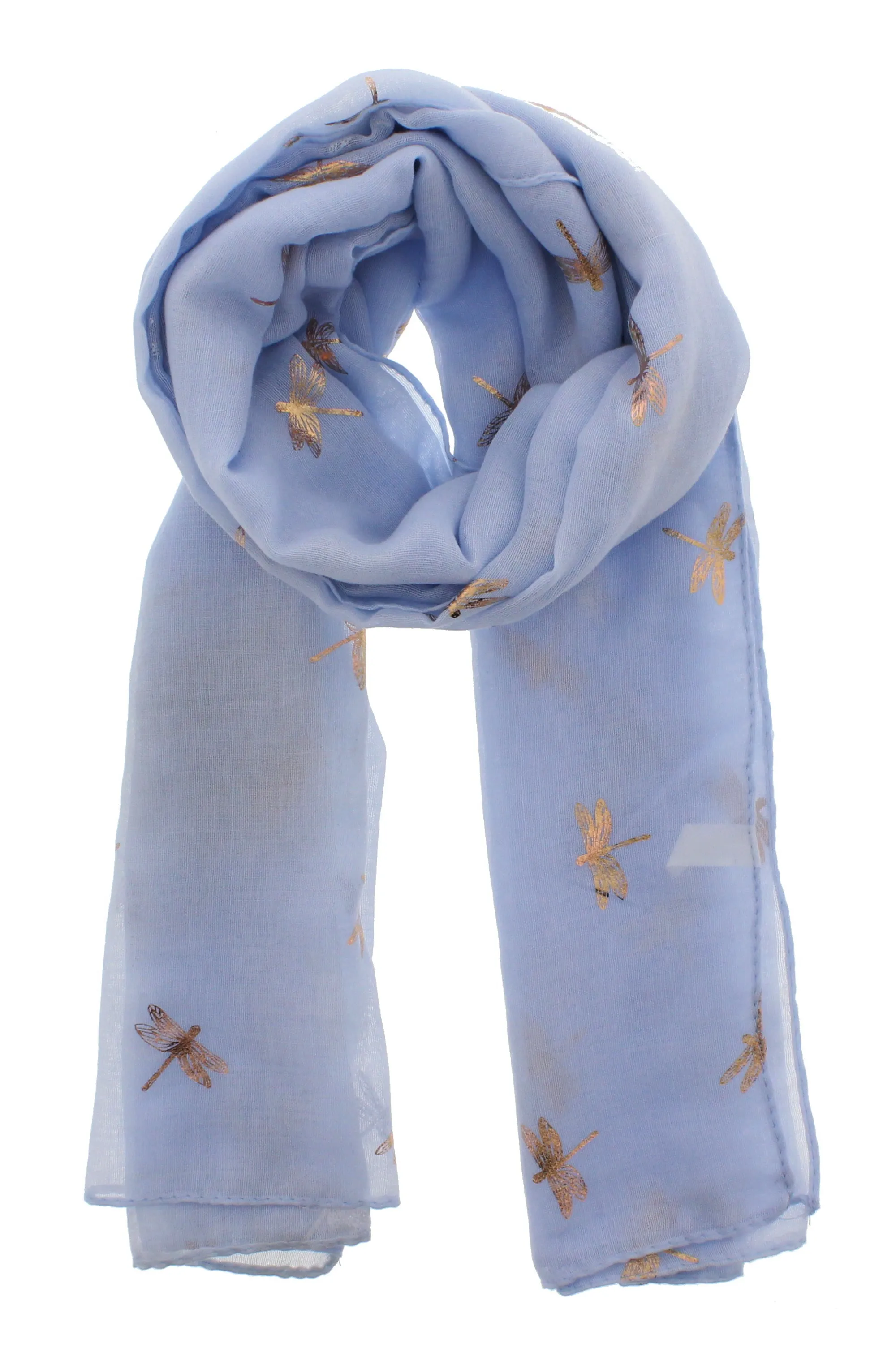 Scarf with Small Gold Foil Dragonfly Print