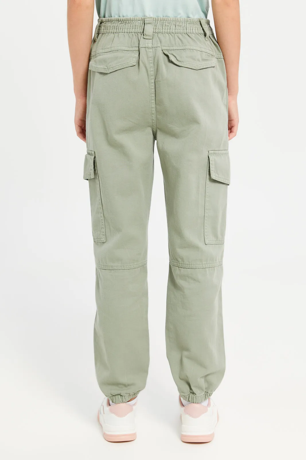 Senior Girls Olive Cargo Pocket Joggers