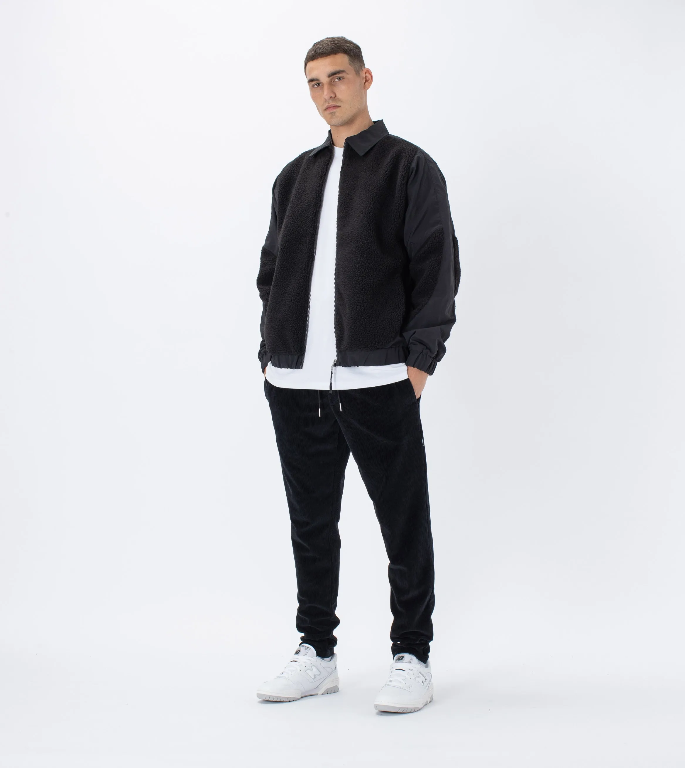 Shearling Panel Jacket Black