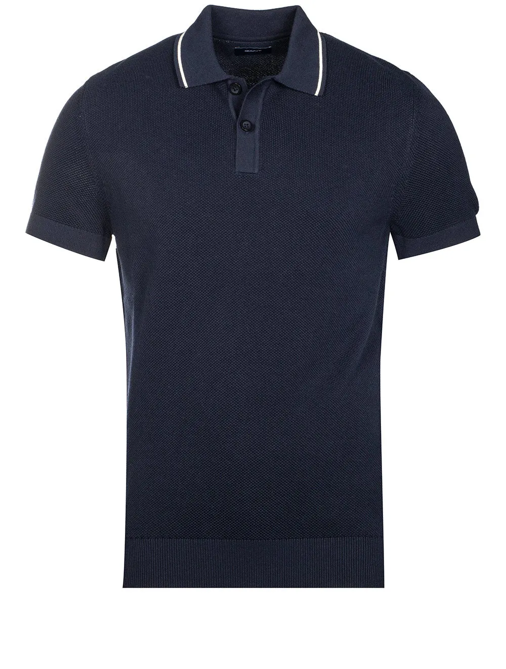 Short Sleeve Texture Pique Polo Evening Blue