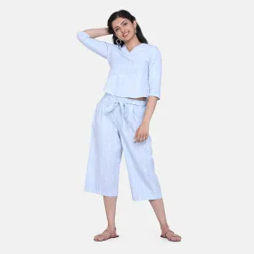 Sky Blue Check Cotton Culottes Co-ord