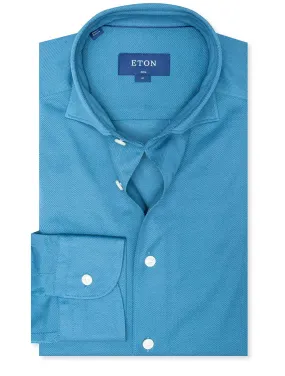 Slim Fit Jersey Piqu�� Shirt Blue